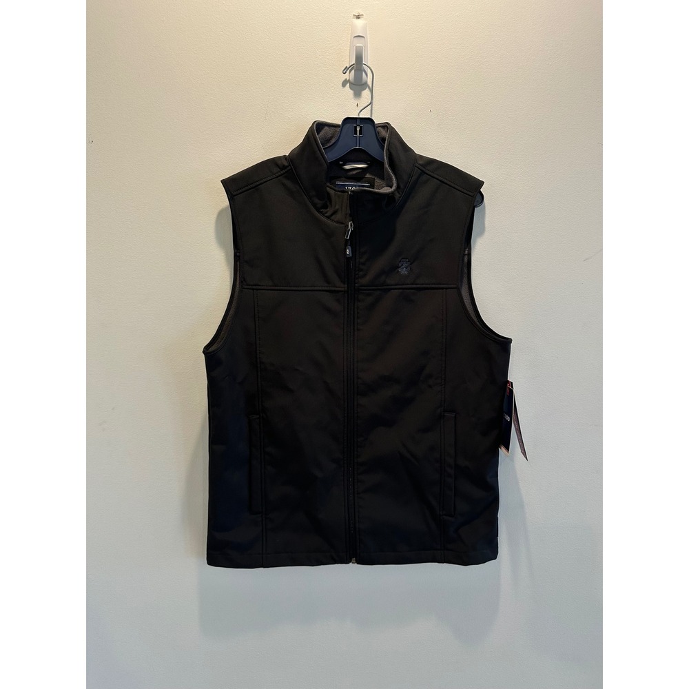 IZOD Mens Softshell Vest Black Water Resistant Fleece Lined Full Zip IZ2150 M - Picture 2 of 6